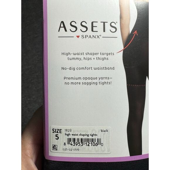 Assets By Spanx Black High-Waist Shaping Tights - Size 5 (220-265 lbs) - Picture 5 of 5